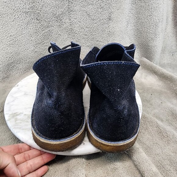 Clarks Shoes Mens Size 12 Blue Leather Crepe Rubber Sole Chukka Boots *Read* main image 11